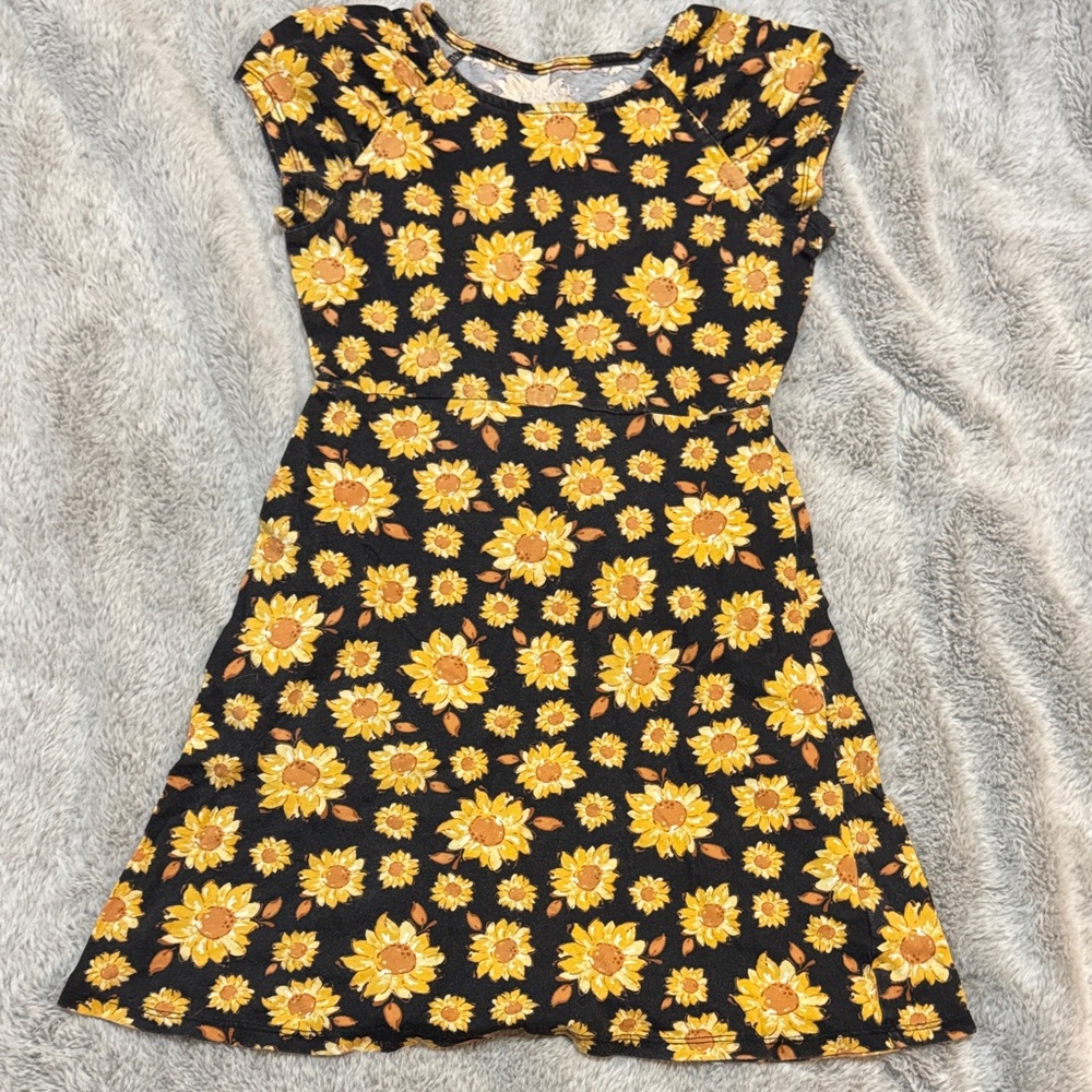 The Children's Place Sunflower Print Dress - Black and Yellow